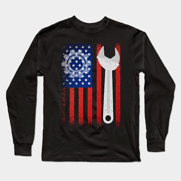 Mechanical Flag Long Sleeve T-Shirt by oyshopping